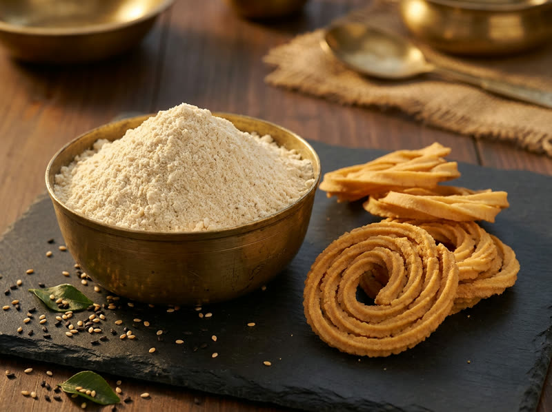Murukku mix flour with crispy murukku