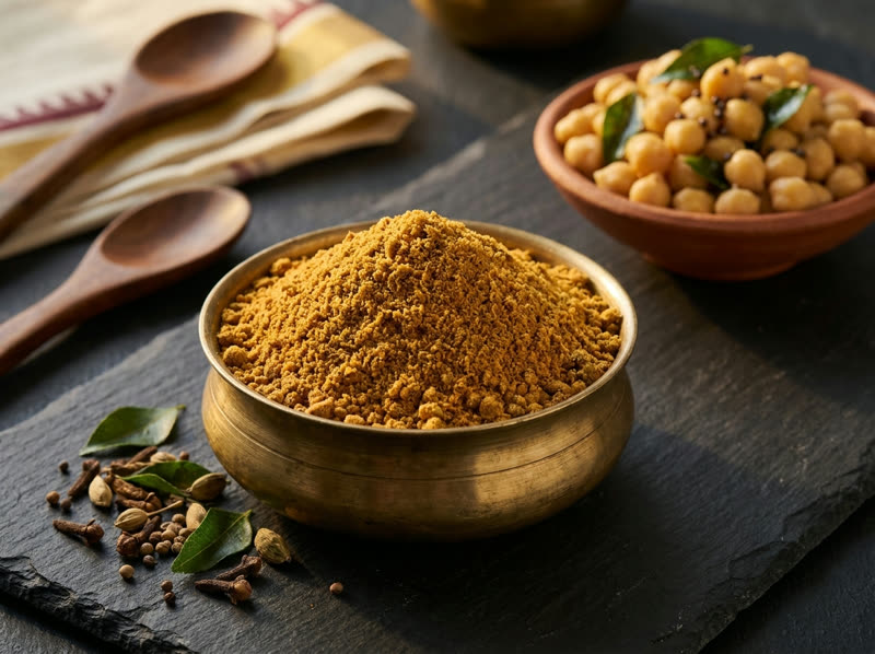 Sundal powder with boiled chickpeas